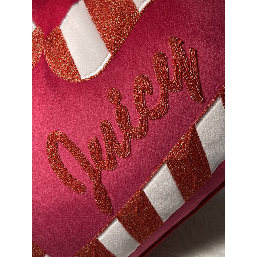 Juicy Couture Decorative Pillow Pink Heart 20” X 18” Candy Cane Valentines Xmas - Picture 10 of 16